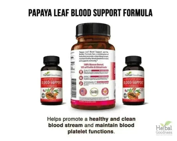 Papaya Leaf Extract Blood Support - 450mg/60 Capsules - Herbal Goodness Capsules Herbal Goodness 