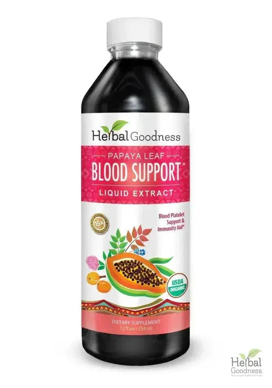 Papaya Leaf Extract Blood Support - Organic 15X Liquid Extract - Platelet Health Liquid Extract Herbal Goodness 12oz 