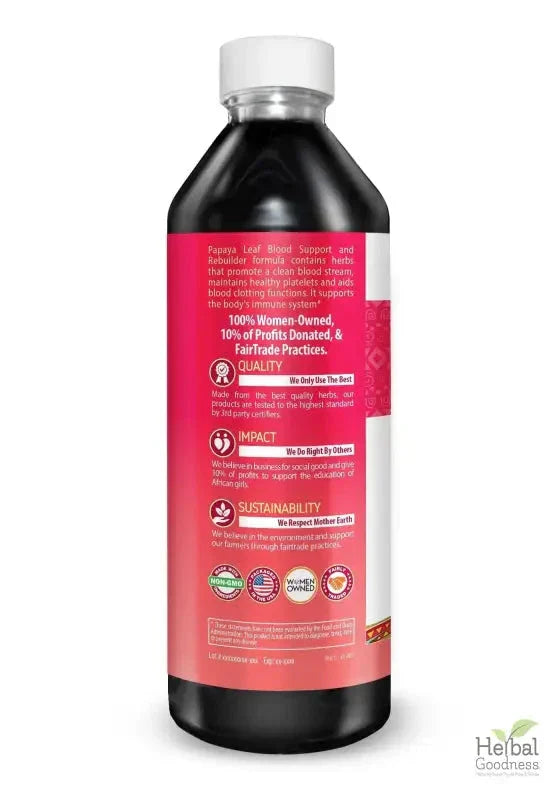 Papaya Leaf Extract Blood Support - Organic 1oz 15X Liquid Extract - Platelet Health Liquid Extract Herbal Goodness 