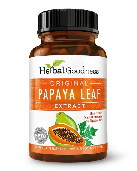 Papaya Leaf Extract - Capsules 600mg - 10X Strength - Boost Platelets, Digestion & Immunity - Herbal Goodness - Herbal Goodness