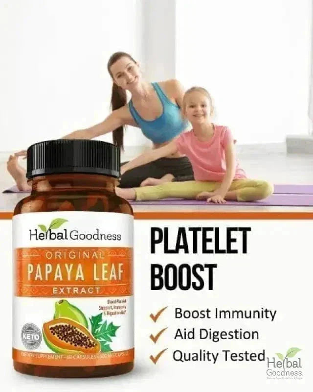 Papaya Leaf Extract - Capsules 600mg - 10X Strength - Herbal Goodness Capsules Herbal Goodness 