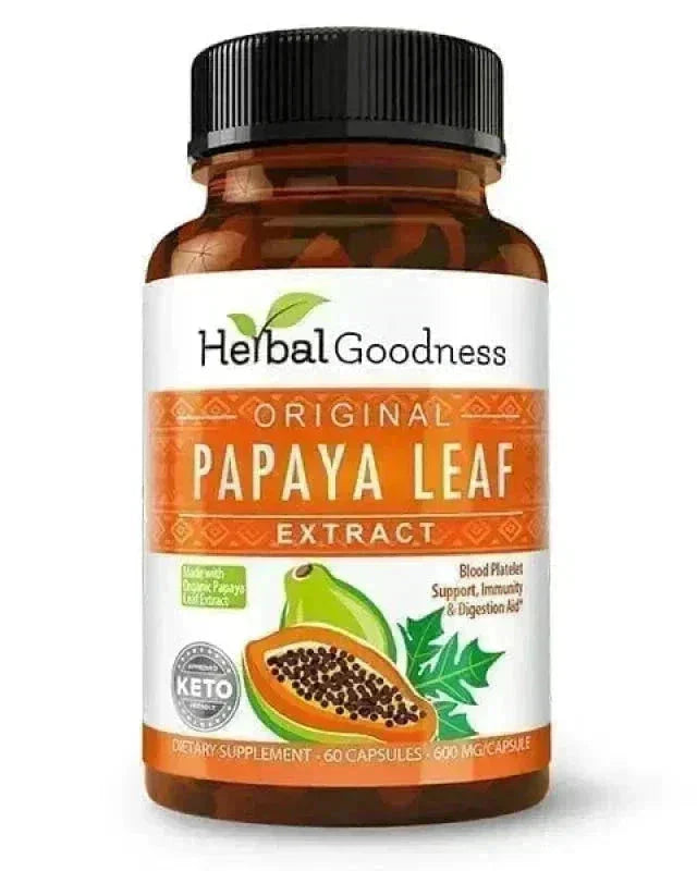 Papaya Leaf Extract - Capsules 600mg - 10X Strength - Herbal Goodness Capsules Herbal Goodness 