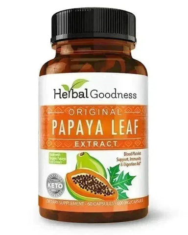 Papaya Leaf Extract Capsules 10X Strength - 600mg -Boost Platelets, Digestion & Immunity - Herbal Goodness