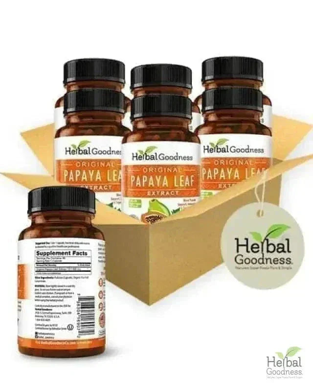 Papaya Leaf Extract - Capsules 600mg - 10X Strength - Herbal Goodness Capsules Herbal Goodness Case Qty (6) - 60 Caps 