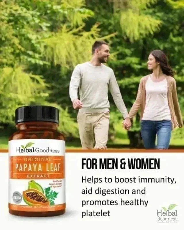 Papaya Leaf Extract - Capsules 600mg - 10X Strength - Herbal Goodness Capsules Herbal Goodness 