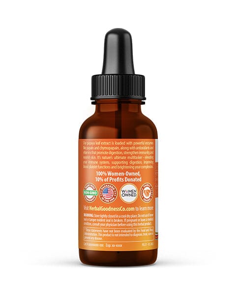 Papaya Leaf Extract - Organic - Liquid 1oz Liquid Extract Herbal Goodness 