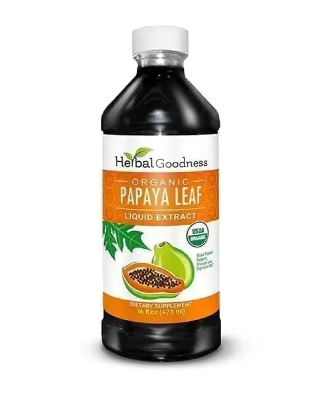 Papaya Leaf Extract - Organic - Liquid - 16oz - Platelets, Digestion & Immunity - Herbal Goodness Liquid Extract Herbal Goodness 16oz 