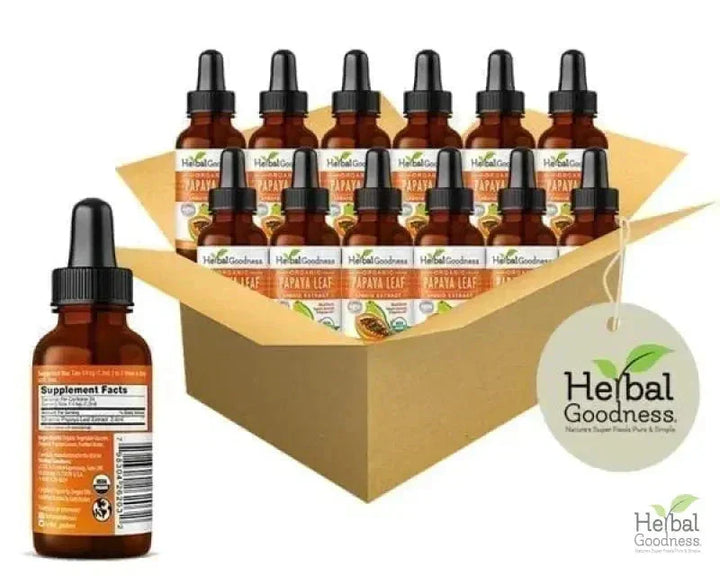 Papaya Leaf Extract - Organic - Liquid 1oz - Blood Platelets, Digestion & Immunity - Herbal Goodness Liquid Extract Herbal Goodness Case Qty (12) 