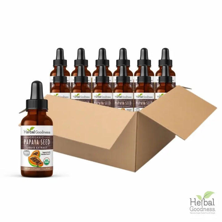 Papaya Seed - Organic 1oz 15X Liquid Extract - Colon &amp; Gut Cleanse Liquid Extract Herbal Goodness Case Qty (12) 