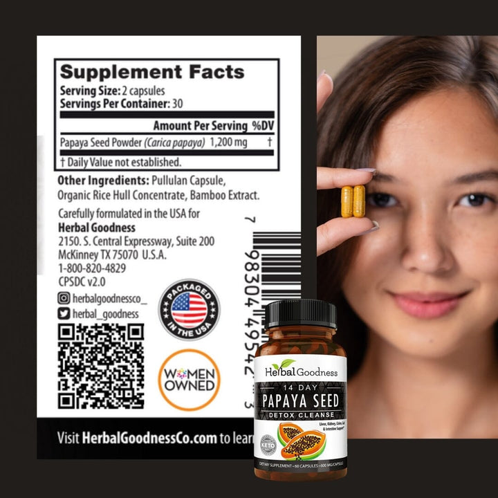 Papaya Seed Powder - Capsules 600mg - Plant-Based Capsules Herbal Goodness 