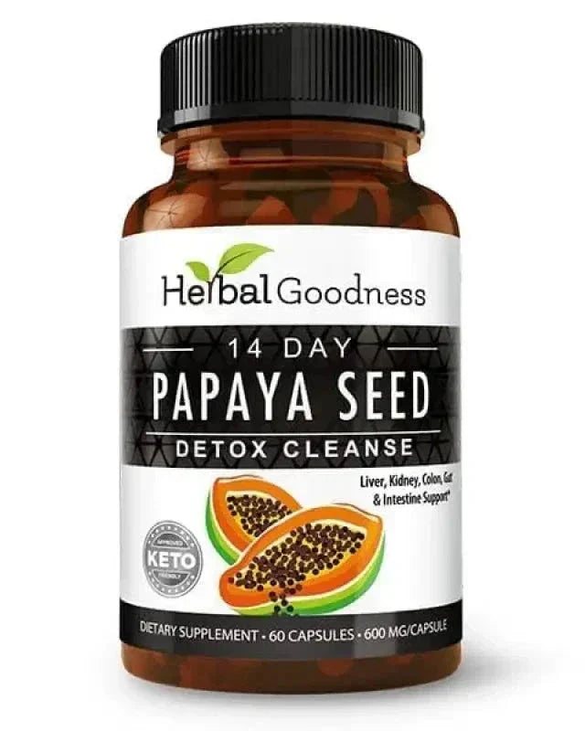 Papaya Seed Powder - 60/600mg Capsules - Gut & Colon Cleanse Capsules Herbal Goodness Unit- 60 Caps 