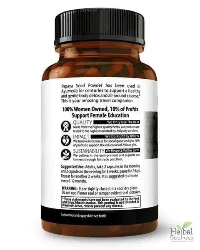 Papaya Seed Powder - Capsules 600mg - Plant-Based Digestive Support Formula - Herbal Goodness Capsules Herbal Goodness 