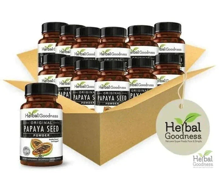 Papaya Seed Powder - Capsules 600mg - Plant-Based Digestive Support Formula - Herbal Goodness Capsules Herbal Goodness Case Qty (12) 
