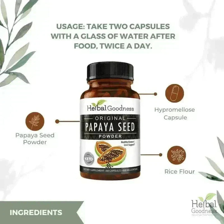 Papaya Seed Powder - Capsules 600mg - Plant-Based - Herbal Goodness Capsules Herbal Goodness 