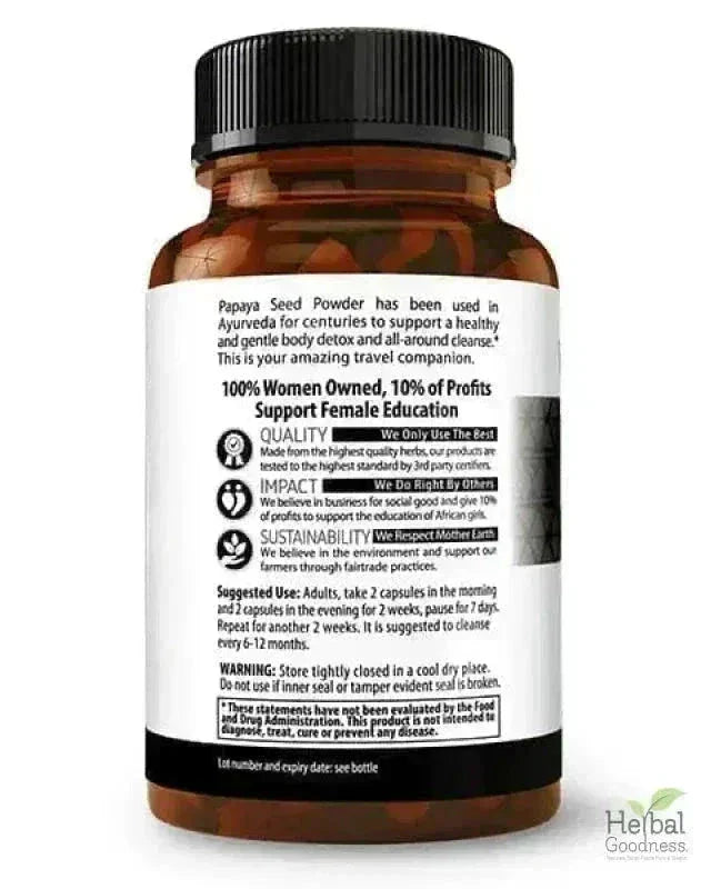 Papaya Seed Powder - Capsules 600mg - Plant-Based - Herbal Goodness Capsules Herbal Goodness 