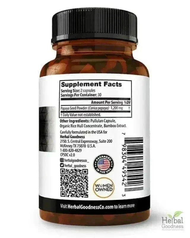 Papaya Seed Powder - Capsules 600mg - Plant-Based - Herbal Goodness Capsules Herbal Goodness 
