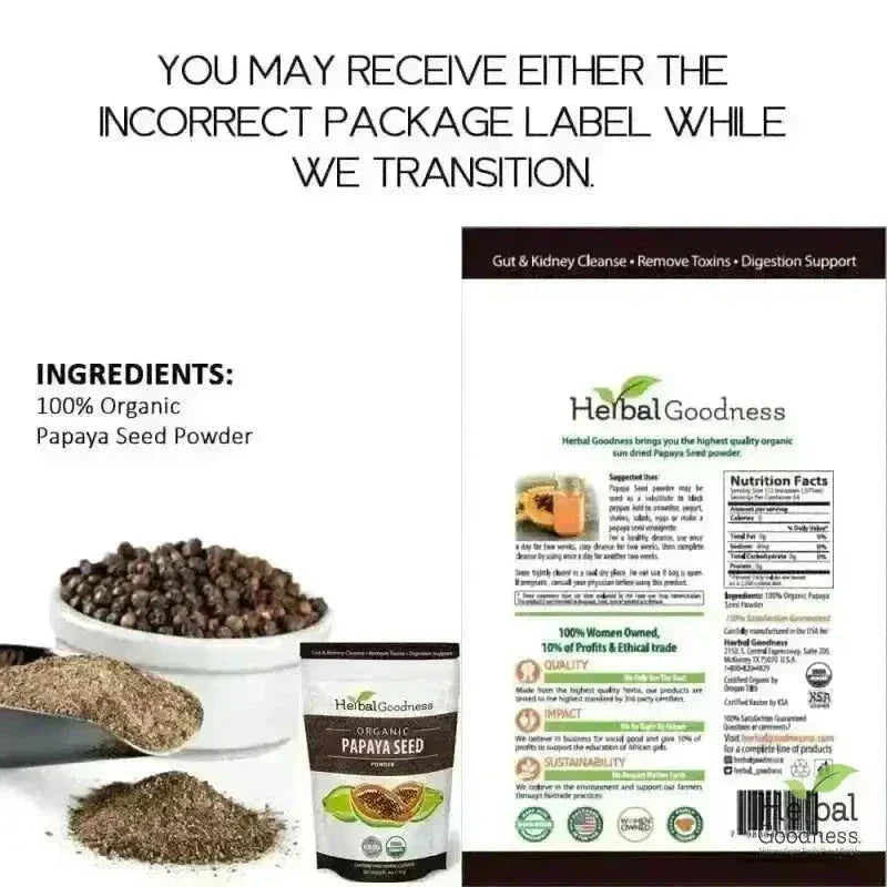 Papaya Seed Powder - Organic 4oz Bag - Colon & Gut Cleanse Powder Herbal Goodness 