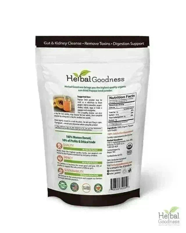 Papaya Seed Powder - Organic 4oz Bag - Colon & Gut Cleanse Powder Herbal Goodness 