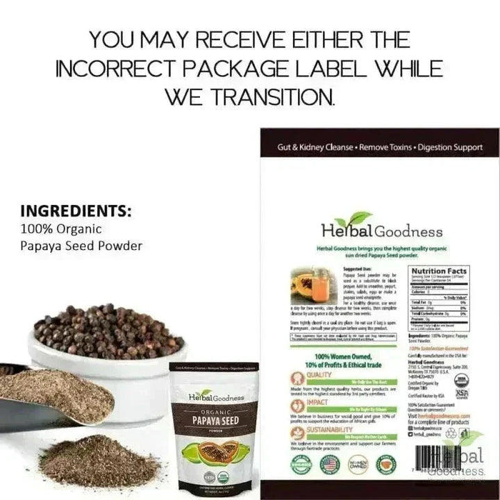 Papaya Seed Powder - Organic 4oz Bag - Colon & Gut Cleanse Powder Herbal Goodness 