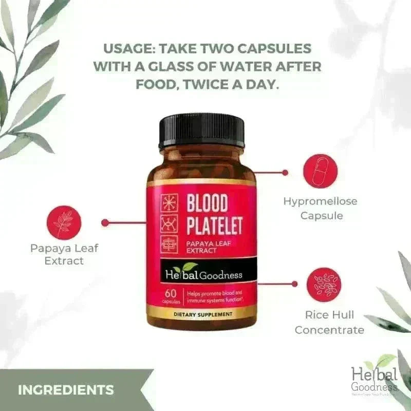 Blood Platelet Plus - Capsule 60/600mg-20X Strength Capsules Herbal Goodness 