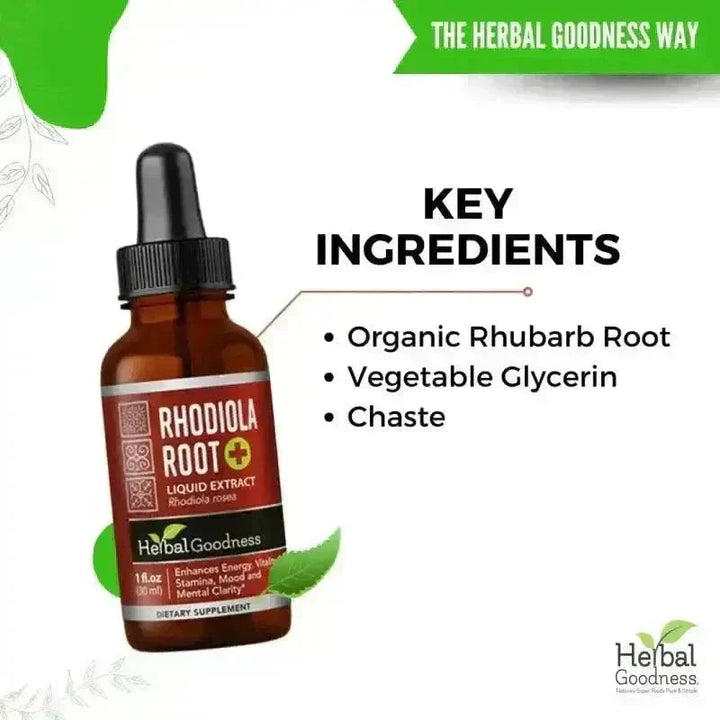 Rhodiola Root Organic Liquid Extract – Natural Adaptogen for Energy, Stamina & Stress Wellness | Buy Online Liquid Extract Herbal Goodness 