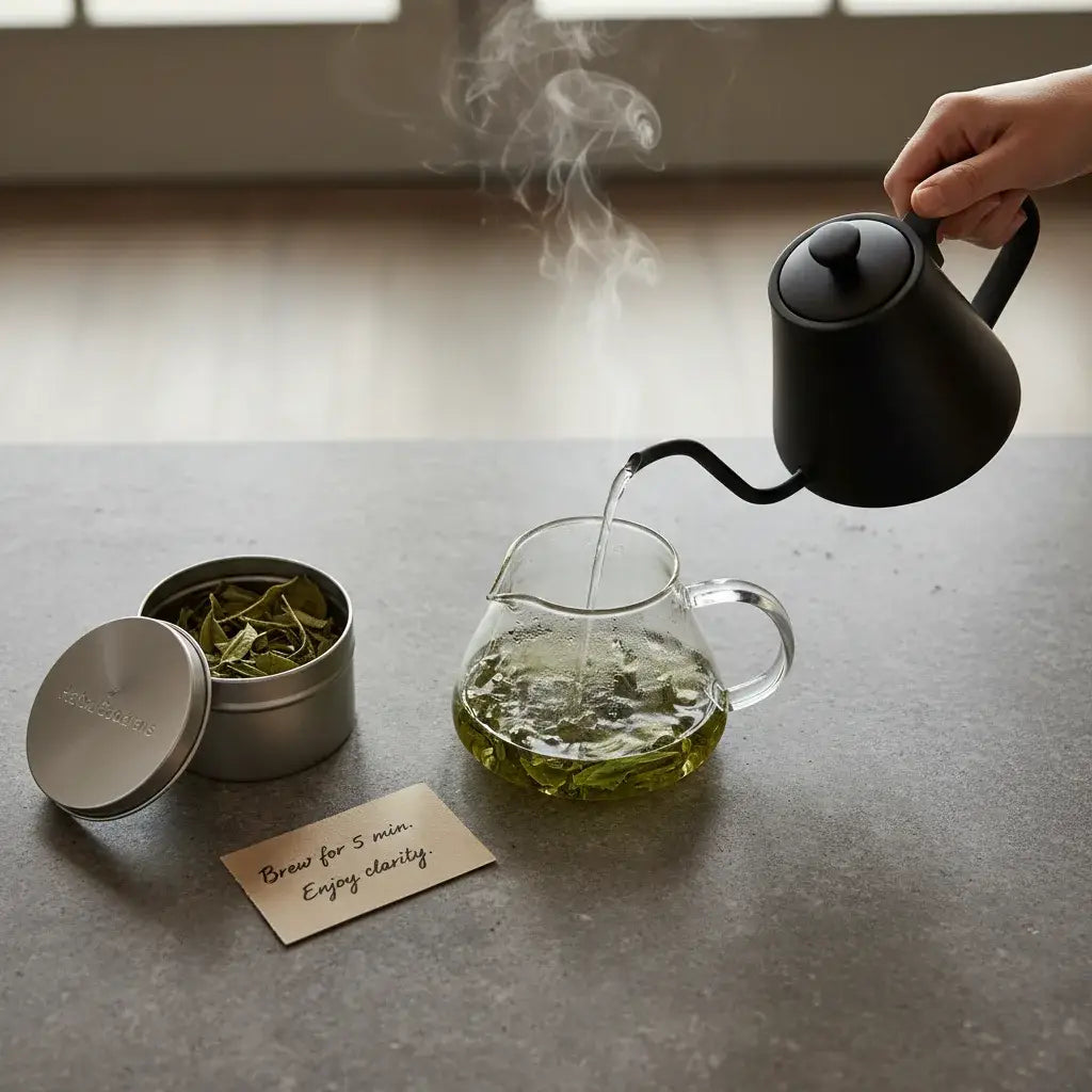 pouring herbal tea from teapot