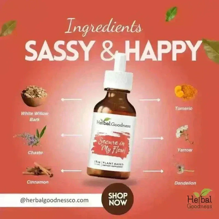 Secure in my Flow - 2fl.oz - Female Menstrual Support Liquid Extract Herbal Goodness 
