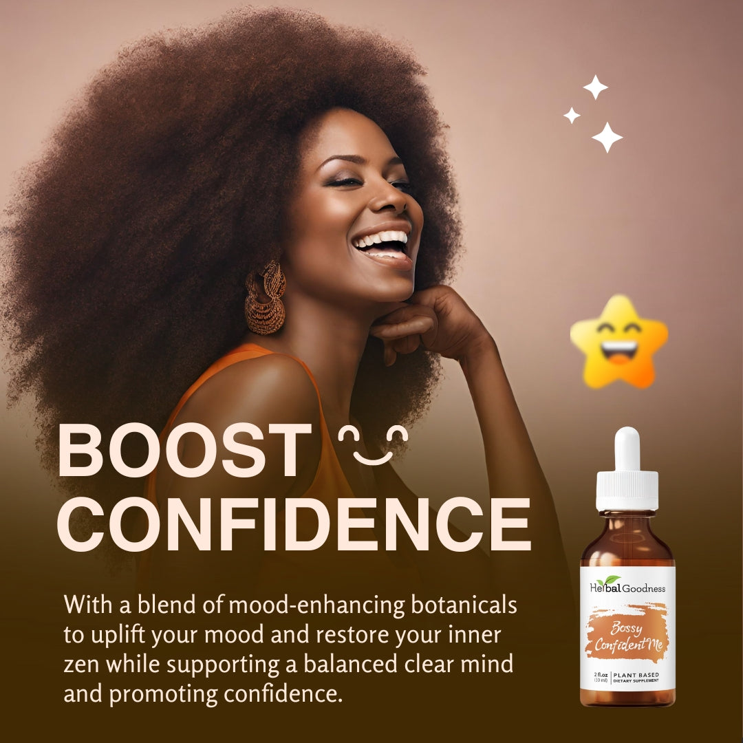A clear glass bottle with a white dropper cap and amber liquid labeled sassy wellness drops 14 mood-based herbal blends