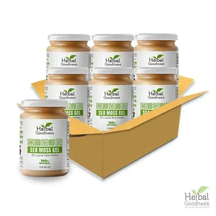 Sea Moss Gel 16 oz – Nutrient-Rich Superfood for Everyday Wellness – Herbal Goodness Gels Herbal Goodness Case (6) (In Store) Gold 