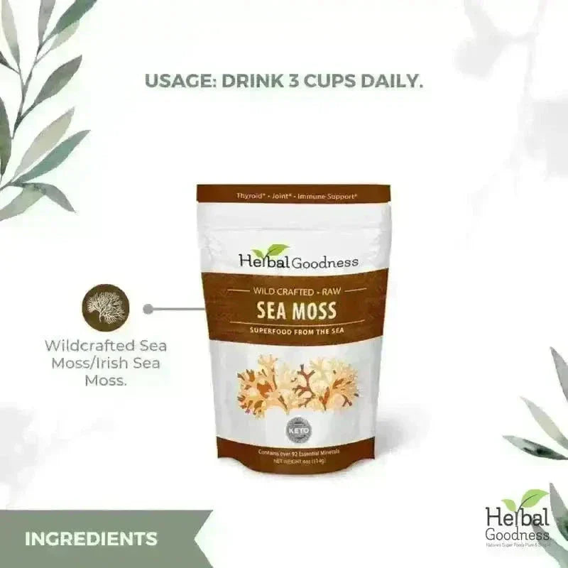 Sea Moss - Raw Dried from St Lucia - 8oz Bag - Nature's MultiVitamins Bulk Herb Herbal Goodness 