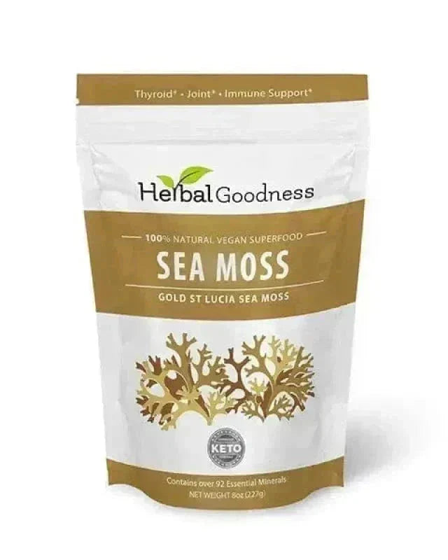 Sea Moss - Raw Dried Gold & Purple St Lucia - Herbal Goodness Bulk Herb Herbal Goodness 8 oz Gold 