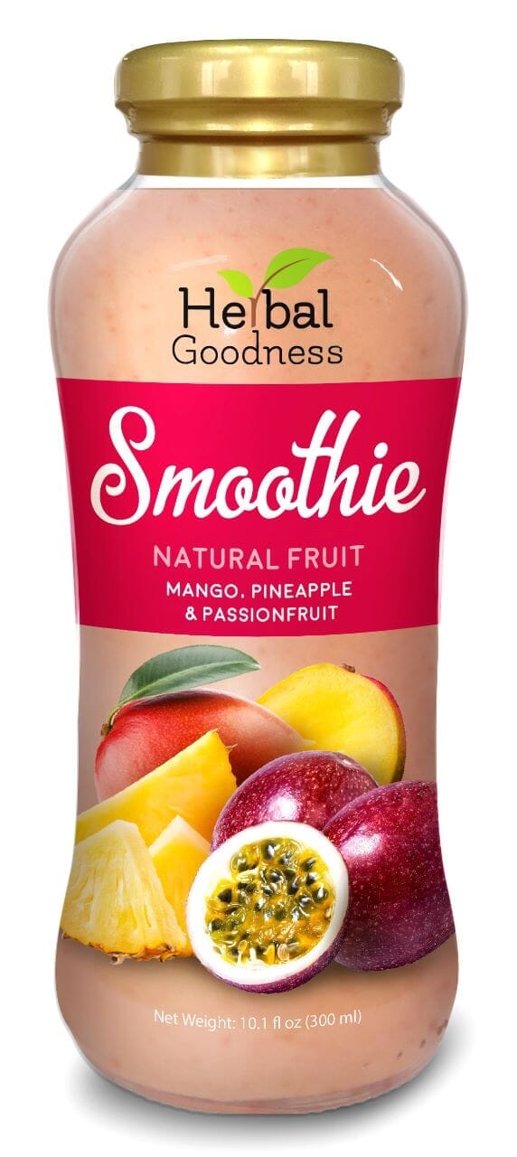Smoothies Collection Fruit Juice Herbal Goodness Natural Fruit Smoothie Mango, Pineapple & Passionfruit - 10oz-Herbal Goodness-(Pick Up Only) 