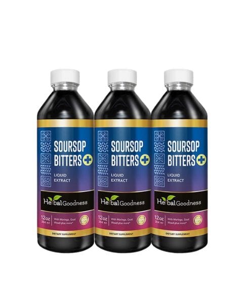 Soursop Bitters 15X Liquid Extract – Organic Soursop Leaf Detox & Wellness Support Liquid Extract Herbal Goodness 12oz - 3 Bottles 