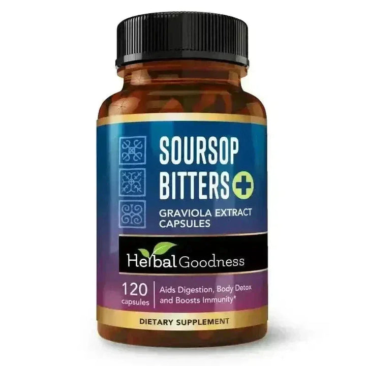 Soursop Bitters Graviola Extract - 120/1000mg Capsules - Immunity & Wellbeing Capsules Herbal Goodness 
