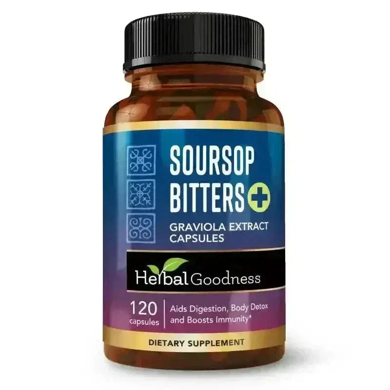 Soursop Bitters Graviola Extract - 120/1000mg Capsules - Immunity & Wellbeing Capsules Herbal Goodness 