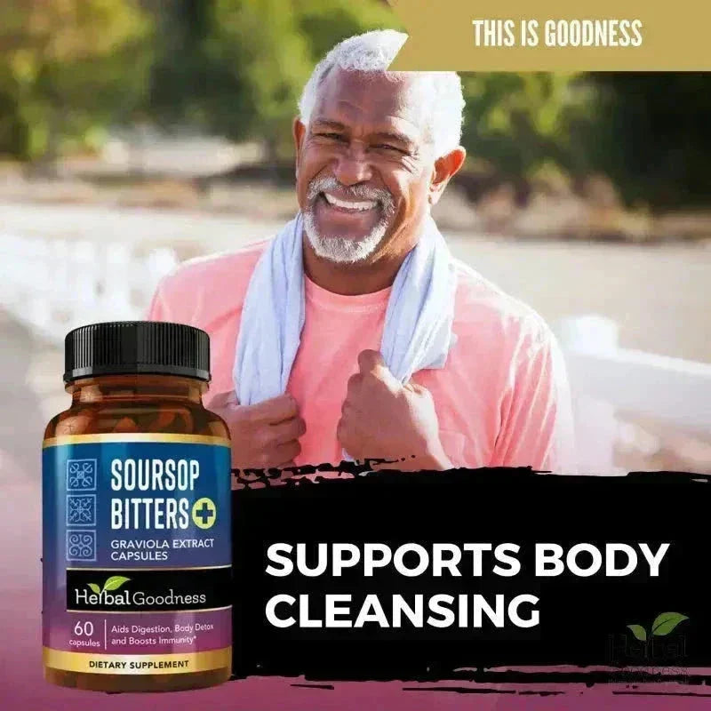 Soursop Bitters Graviola Extract - 120/1000mg Capsules - Immunity & Wellbeing Capsules Herbal Goodness 