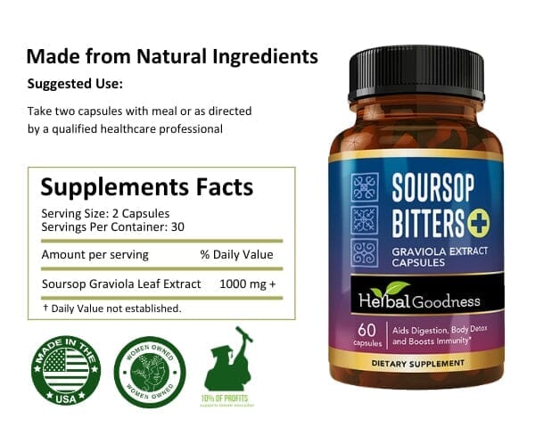 Soursop Bitters Graviola Extract_Capsules_120/1000mg - Herbal Goodness Capsules Herbal Goodness 