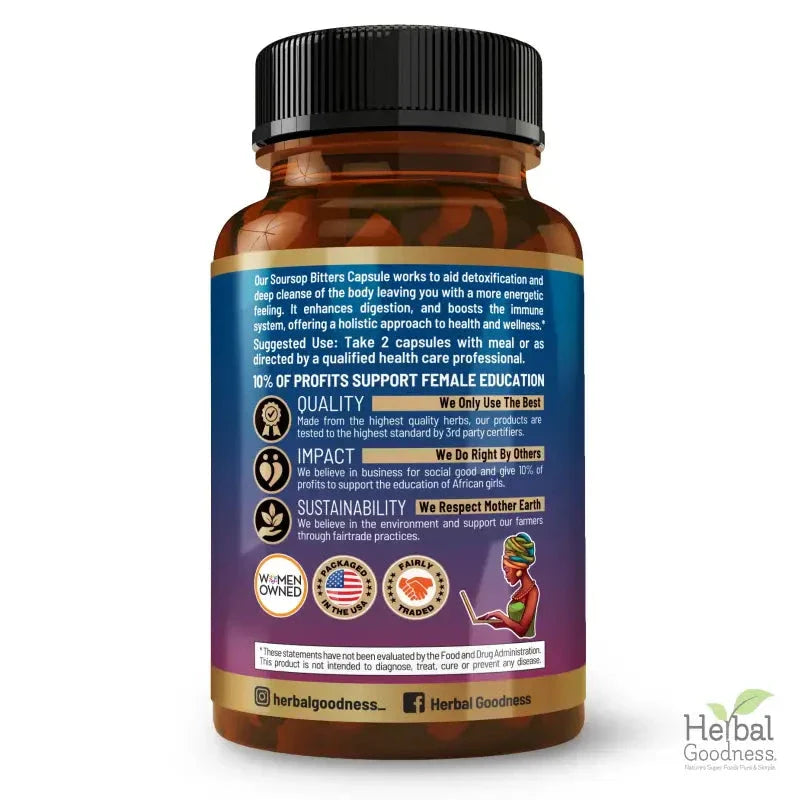 Soursop Bitters Graviola Extract_Capsules_120/1000mg - Herbal Goodness Capsules Herbal Goodness 