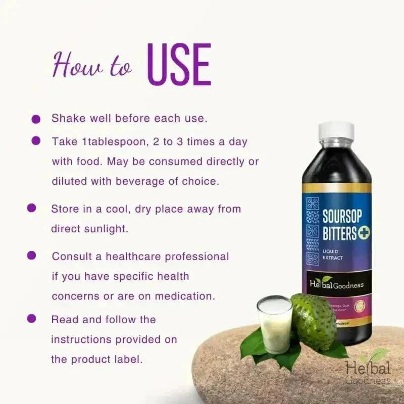Soursop Bitters Liquid Extract - 15X Herbal Blend - Natural Cleanse by Herbal Goodness Liquid Extract Herbal Goodness 