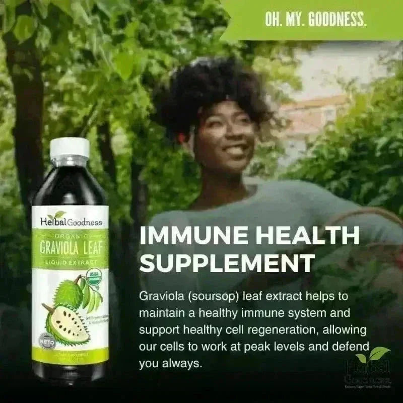 Soursop Leaf Graviola Extract - - Organic 15X Liquid Extract - Cell Renew &amp; Immunity Liquid Extract Herbal Goodness 