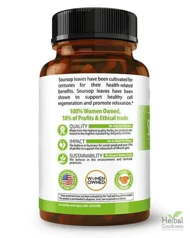 Graviola Soursop Leaf Extract – 10X 60/600mg Capsules - Cell Renew & Immunity Capsules Herbal Goodness 