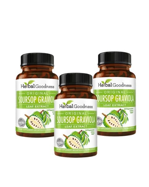 Graviola Soursop Leaf Extract – 10X 60/600mg Capsules - Cell Renew & Immunity Capsules Herbal Goodness 3 Units 