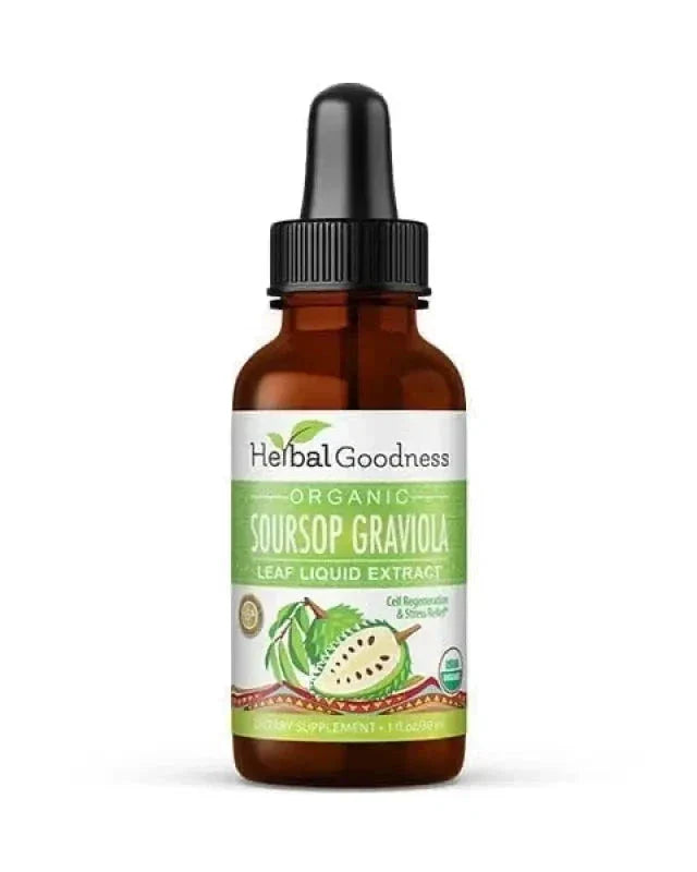 Soursop Leaf Graviola Extract - - Organic 15X Liquid Extract - Cell Renew &amp; Immunity Liquid Extract Herbal Goodness 1oz 