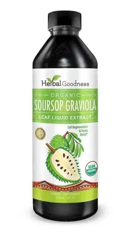 Soursop Leaf Graviola Extract - Organic Liquid - 15X Strength - Herbal Goodness Liquid Extract Herbal Goodness 12oz 