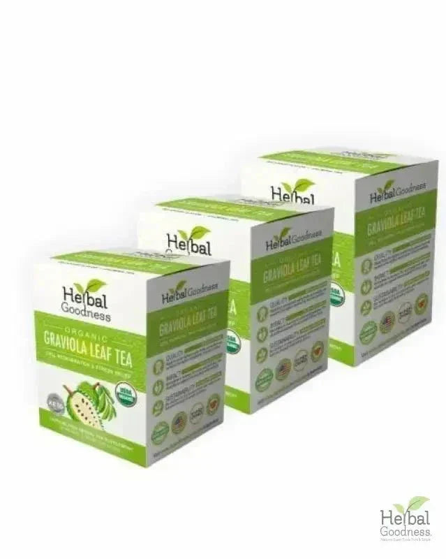 Soursop Leaf Tea Graviola Leaves - Organic 24/2g Tea Bags - Immunity & Cell Renew Tea & Infusions Herbal Goodness 3 Pack 
