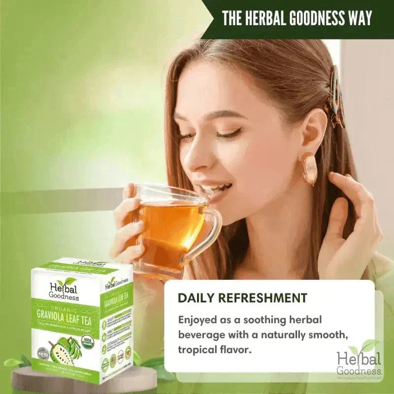 Soursop Leaf Tea Graviola Leaves - Organic 24/2g Tea Bags - Immunity & Cell Renew Tea & Infusions Herbal Goodness 