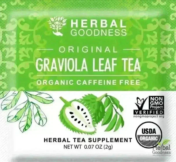 Soursop Leaf Tea Graviola Leaves - Organic 24/2g Tea Bags - Immunity & Cell Renew Tea & Infusions Herbal Goodness 