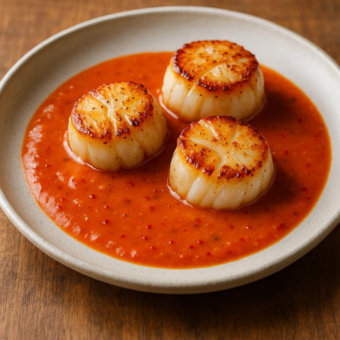 Spicy Papaya Sauce with Seared Scallops