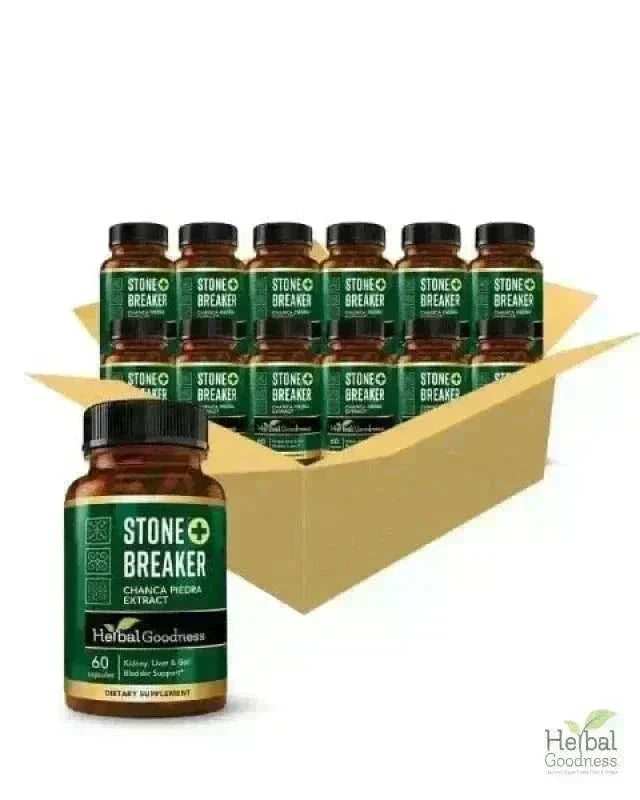 Stone Breaker Plus | Chanca Piedra Extract Capsules - 60/600mg Capsules Herbal Goodness 60 Caps Case(12) 