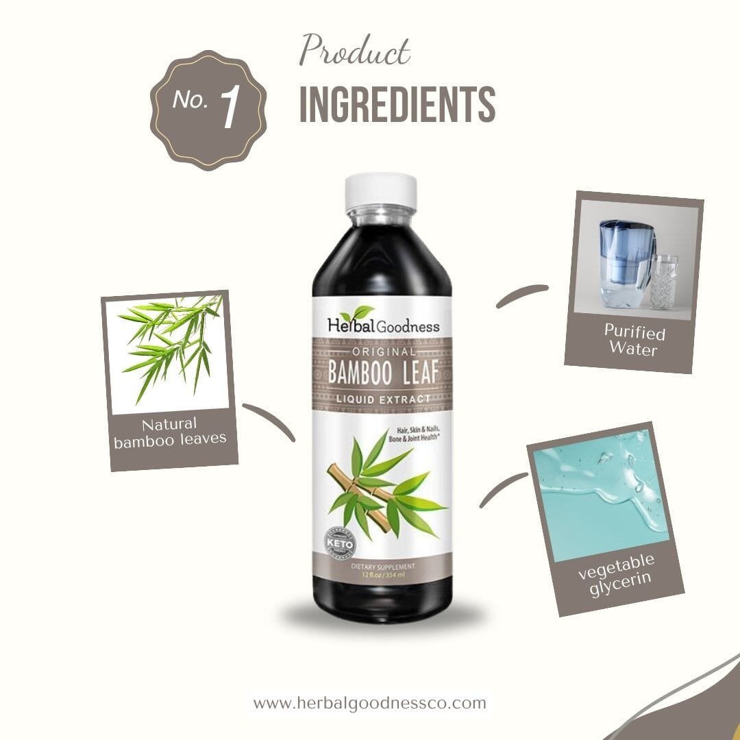 Bamboo Leaf Extract- Liquid 12oz - Bone, Hair, Skin & Nails - Herbal Goodness Liquid Extract Herbal Goodness 